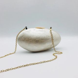 Etsy + Champagne Pearlescent Oyster Shaped Acrylic Clutch