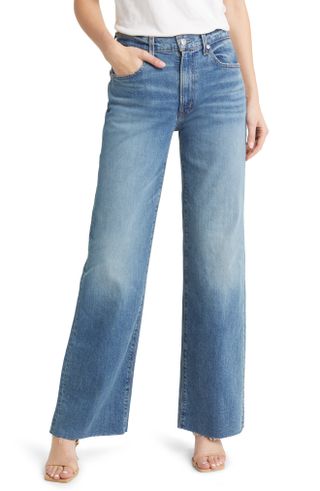 Edwin + Marli High Waist Raw Hem Wide Leg Organic Cotton Jeans