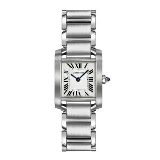 Cartier + Tank Francaise Steel White Roman Dial Watch