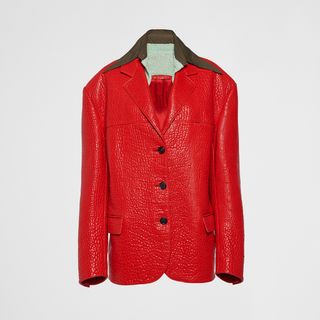 Prada + Single Breasted Nappa Leather Jacket