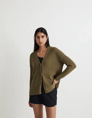 Madewell + V-Neck Button-Front Long Cardigan Sweater