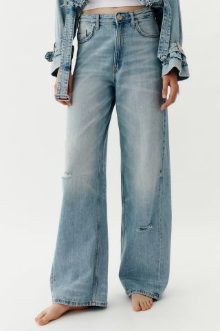 Zara + Full Length Mid-Rise TRF Wide Leg Jeans