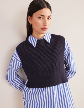 Boden + Cropped Ribbed Sweater Vest
