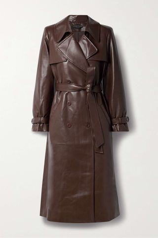 Alice + Olivia + Elicia Double-Breasted Vegan Leather Trench Coat