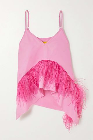 Marques' Almeida + Feather-Trimmed Recycled-Crepe Top