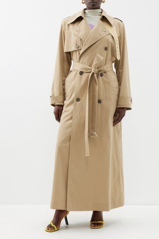 Loewe + Double-Breasted Belted Gabardine Trench Coat