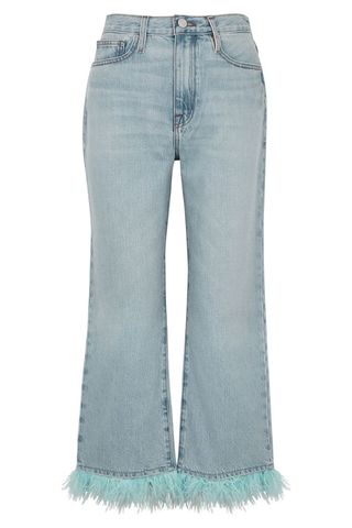 Frame + Le Dancing Jane Crop Feather-Trimmed Jeans