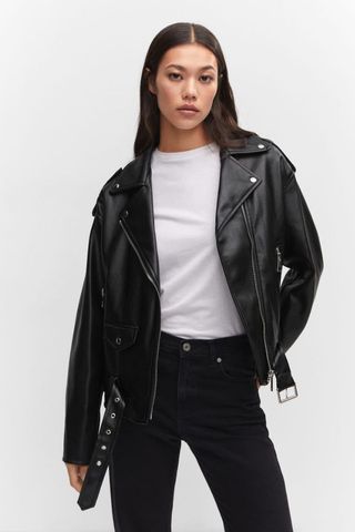 Mango + Oversize Leather Effect Jacket