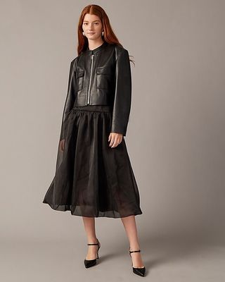 J.Crew Collection + Jodie Bomber Jacket in Lamb Leather