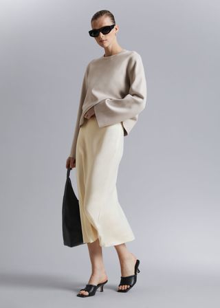 & Other Stories + Knitted Jacquard Sweater in Light Brown