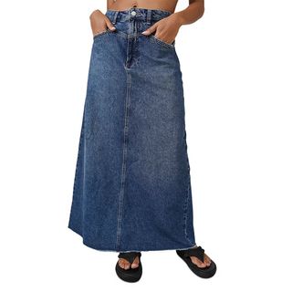 Free People + Come as You Are Denim Maxi Skirt