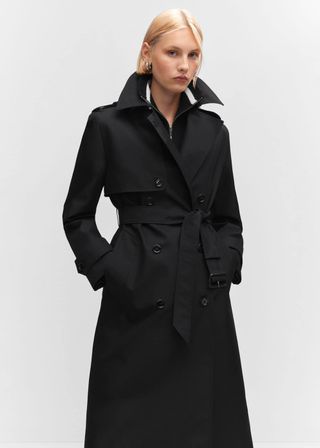 Mango + Waterproof Double Breasted Trench Coat