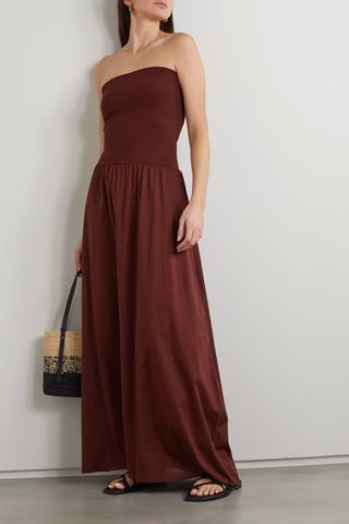Eres + Ankara Convertible Cotton and Stretch-Jersey Maxi Dress in Burgundy