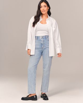 Abercrombie 
Fitch + Curve Love Ultra High Rise Ankle Straight Jean