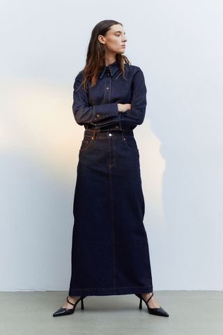 H&M + Long Denim Skirt