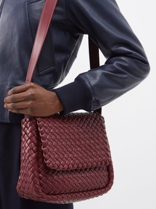 Bottega Veneta + Cobble Intrecciato-Leather Shoulder Bag