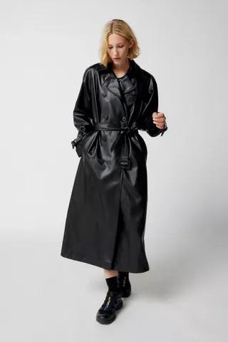 Urban Outfitters + Clara Faux Leather Trench Coat