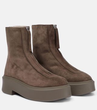 The Row + Zipped Boot 1 Suede Boots