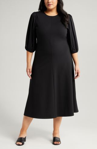 Nordstrom + Mixed Media Puff Sleeve A-Line Dress