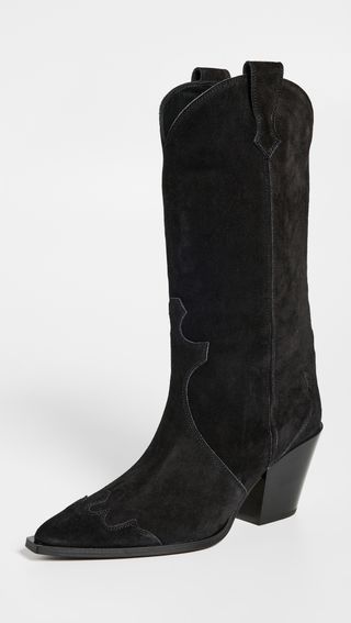 Aeyde + Ariel Cow Suede Leather Black Boots