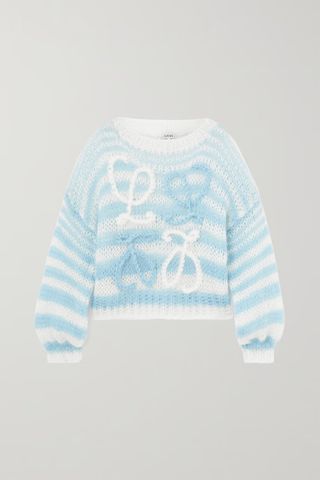 Loewe + Embroidered Striped Mohair-Blend Sweater