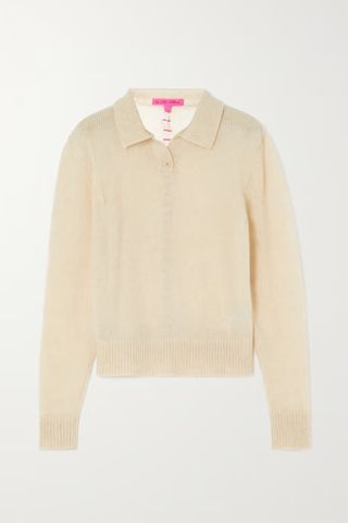 The Elder Statesman + Nimbus Whipstitched Open-Knit Cashmere Polo Sweater