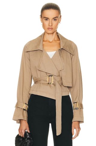 Nour Hammour + Hatti Cropped Canvas Trench Jacket
