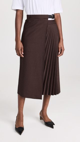 Tibi + Jett Suiting Pleated Wrap Skirt