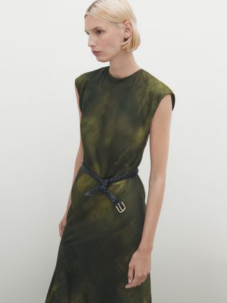 Massimo Dutti + Flowing Blend Print Midi Dress