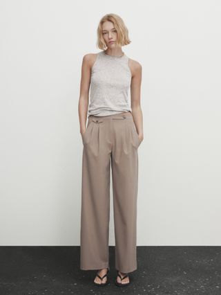 Massimo Dutti + Trousers with Wool and Flap Detail