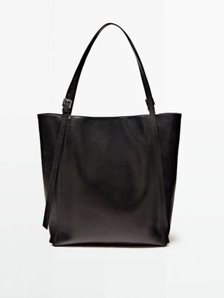 Massimo Dutti + Nappa Leather Double Strap Tote Bag