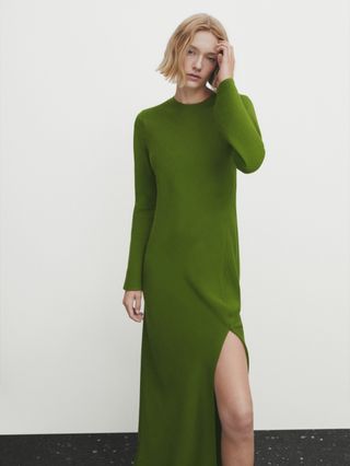 Massimo Dutti + Flowing Long Sleeve Dress with Opening Detail