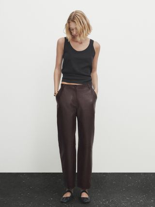 Massimo Dutti + Nappa Leather Trousers