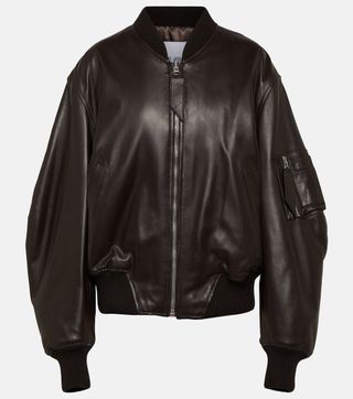 The Attico + Anja Leather Bomber Jacket
