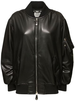 Stella McCartney + Oversize Faux Leather Bomber Jacket