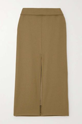 Dries Van Noten + Wool-Blend Twill Midi Skirt