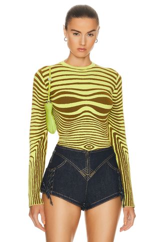 Jean paul Gaultier + Morphing Stripes Long Sleeve Top