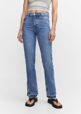Mango + High-Rise Straight Jeans With Slits