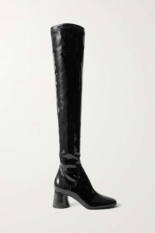 Khaite + Wythe Patent-Leather Over-The-Knee Boots