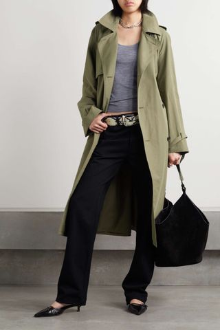 Nili Lotan + Dion Belted Double-Breasted Cotton-Blend Gabardine Trench Coat