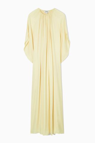Cos + Floaty Gathered Midi Dress in Yellow