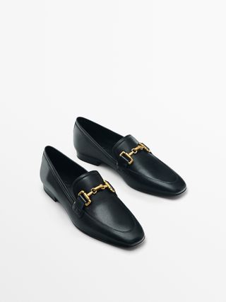 Massimo Dutti + Leather Loafers With Buckle