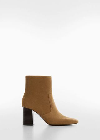 Mango + Leather Ankle Boots Block Heel