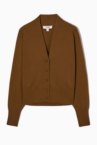 COS + Waisted Knitted Cardigan in Brown