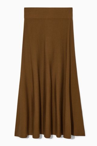 COS + Knitted Midi Skirt in Brown