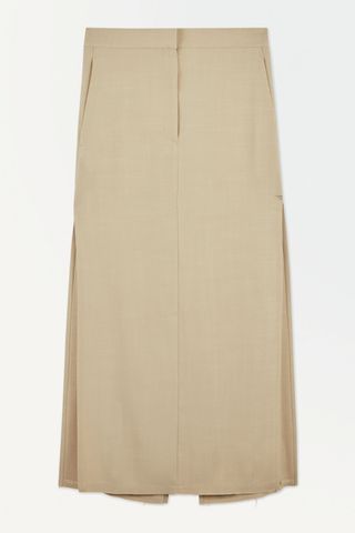 COS + Atelier The High-Slit Maxi Pencil Skirt in Beige