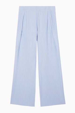 COS + Pleated Elastic Trousers in Light Blue