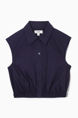 COS + Cropped Sleeveless Shirt in Navy