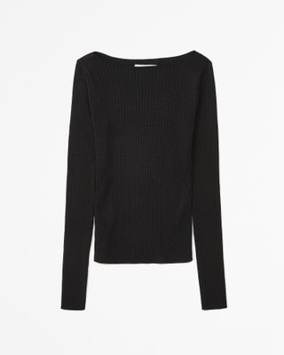 Abercrombie & Fitch + Glossy Slash Sweater Top