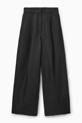 Cos + High-Waisted Wide-Leg Trousers in Black